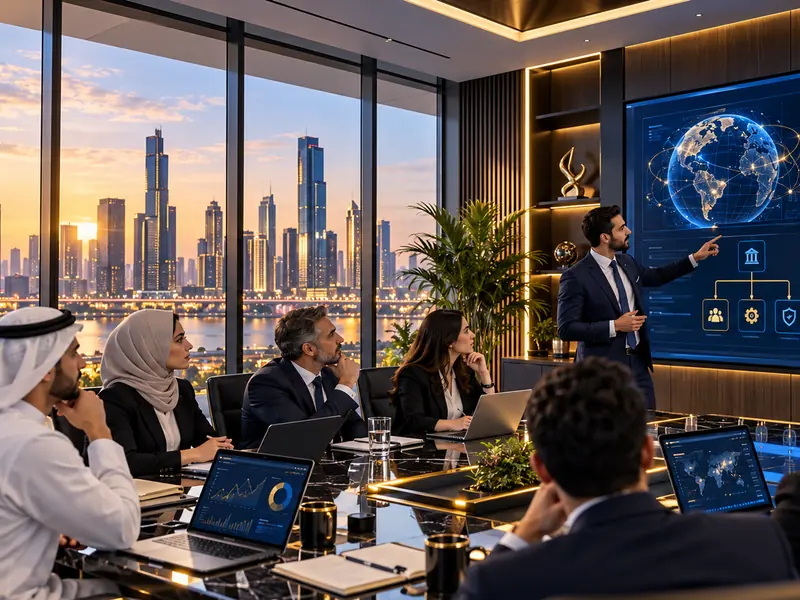 A presenter walking a leadership team through AI adoption dashboards